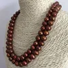 Elegant 8-9 mm Sea Baroque Collier de perle de chocolat 34 "925Silver