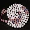 Catene 6mm opale rosa naturale 108 perline nappa annodata collana colorata chakra buddismo polsino fortunato fatto a mano yoga benedizione braccialetto