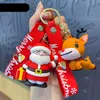 Parti Karikatür Damla Tutkal Santa Keychain Kadın Sevimli Zarif Elk Figür Anahtarlık Kolye Noel Hediyesi