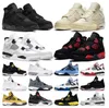 Jumpman 4 4S OG Mens Basketball Shoes Military Black Canvas Sail Oreo Red Thunder White Cement Cat Black Terts Women Womens Syneakers Size 36-47