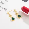 Kroonluchter Dangle Oorbellen Vintage Mode Sterren Groen Kristal Smaragd Edelstenen Drop Voor Vrouwen Goud Kleur Sieraden Bijoux Party Accessoires G