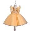 Girl Dresses 2022 Children's Dress Skirt Sleeveless Performance Princess Flower Tutu Middle