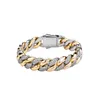 9mm 14mm Larghezza 7/8/9 pollici Bracciale Catene Doppio oro Colori CZ Pietra Bracciali Links Uomo Hip Hop Iced Out Gioielli punk