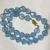 12 mm blaues brasilianischer Aquamarin -Edelstein -Herz -Form Perlen Halskette AAA