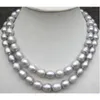 Chains 32" 9-10mm Natural Tahitian Silver Gray Pearl Nelace