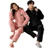 Men's Sleepwear Couple Pajamas Women's Winter Long Sleeves Warm Thickened Quilted Cotton Men's Home Clothes Can Be Worn