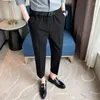 Pantalons pour hommes Été Hommes Plissé Mode Ceinture Décoration Cheville Longueur Casual Slim Fit Social Business Pantalon Streetwear