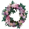Decorative Flowers Artificial Flower Wreath Home Office Door Simulation Floral Decor Hanging Fake Garland Orange Yellow Pink