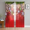 Curtain Christmas Balls Stars Snowflakes Chiffon Sheer Curtains For Living Room Bedroom Decoration Window Voiles Tulle Drapes