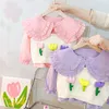 Baby Girls Knitted Vest Lace Shirt Jeans 3 Pcs Suit Infant Cartoon Clothes Outfits Kids Clothing Sets Children Sportswear