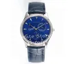 Relógios de 39 mm para homens relógios mecânicos masculinos automáticos cal.938 azul prata zf couro de couro mestre cura zff kif amor