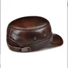 Bérets 2023 Svadilfari classique femmes hommes casquettes Vintage armée en cuir véritable chapeau Cadet militaire casquette en peau de vache unisexe chapeaux chauds