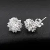 Anti-allergique S925 Sterling Silver Shiny Moissanite Diamond Flower Boucles d'oreilles pour hommes femmes Nice Gift