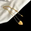 Ciondolo Collane Pendenti oro amore Collana moda argento placcato lettera cuore semplice Titanio San Valentino catena di gioielli da sposa