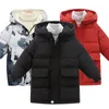 Down Coat Winter childrens cotton padded jacket thickened long sleeve hooded for boys and girls 221125