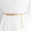 Cintos 2022 Mulheres Fashion Belt Hip Cintura High Gold Prata estreita Corrente de cadeia de metal grossa