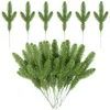 Flores decorativas 5/10pcs de natal pinheiro verde agulha plantas artificiais ramo de flores falsas para decoração de casamento em casa caixa de grinaldas de grinaldas