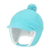 Bérets Hat Hat Kids Earflap beanie boy toison fille pompom chaude