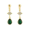 Dangle Earrings Vintage Fashion Stars Green Crystal Emerald Gemstones Drop for Women Gold Color Jewelry Bijoux Party Excesssories Homes