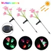 3PCS/PACK Lawn Lamps 4 LED Solar Light Outdoor Artificial Flower Garden Decoration Lighting Waterproof Lamp