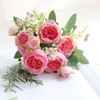 Fleurs Décoratives 5 Pcs Soie Rose Bouquet Artificielle Décoration Persan Roses Beauté Mariée Tenant Faux Fleur De Noce Fournisseurs