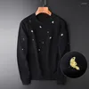 Felpe con cappuccio da uomo 21C Felpa primaverile da uomo in cotone di lusso con uccelli e fiori Colletto tondo maschile Plus Size 4xl Felpa con cappuccio nera sottile