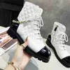 2022 Designer Channel Boots Shoes Nude Black Pointed Toe Mid Heel Long Short Boots Shoes men