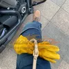 ST449 Motorcycle Gloves Touch Screen Leather Yellow Tactics Glove Men Women Bike Cycling Full Finger Motorbike Motor Motocross