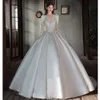 Uma linha vestidos de noiva novo vintage sexy v pescoço renda longa mangas compridas Aplique Sweep Train Plus Size Size Bridal GOWNS Custom Made 403