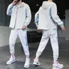 Men's Tracksuits de alta qualidade masculino de streetwear de moda branca masculino Men com capuz Suits Suits 2 peças Mens de roupas esportivas de roupas esportivas