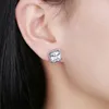 Boucles d'oreilles YPAY véritable argent Sterling 925 boucle d'oreille carrée blanche avec Zircon YME006