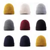 Mode m￤n stickad beanie f￶r kvinna designer fast f￤rg fl￤nsande skalle kepsar varm vinter unisex hatt 21 f￤rg c1