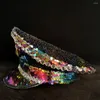 Berets Military Style Captains Hat Women Sequin Burning Sergeant Rhinestone Rave Festival Bachelorette Part