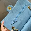 CC Bags Luxury Brand плечо плечо французская джинсовая джинсовая джинсовая ткань классическая двойная лопатка золото металлическая цепь мателасса поошет Pochette