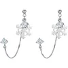 Authentic 925 Sterling Silver Snowflake Dangle Drop Earring Long Chain Tassel CZ Zircon Earrings For Women Xmas Gifts