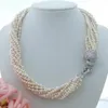Mode smyckedotter 18 '' 8strands White Pearl Necklace 8 Rows