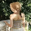 Szerokie grzbiet kapelusze rodzic-dziecko Raffii Bow Sun Hat Foppy Summer For Women Beach Panama Straw Dome Visor Gorros Mujer