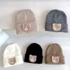 6M-3Y Koreanische Baby Herbst Winter Hut Niedliche Bären Gestrickte Warme Neugeborenen Kappe Infant Beanie Einfarbig Baby Mädchen Junge Weiche häkeln Hüte