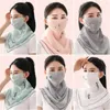 Bandanas Summer Breathable Anti-dust Sunscreen Masks Women Chiffon Mask Scarf Face Wraps Floral Print Silk Headband Foulard Bandana