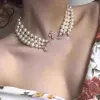 Designer mehrschichtige Perle Strass Orbit Halskette Schlüsselbeinkette barocke Perlenketten für Frauen Schmuck Geschenk