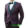 結婚式のタキシード1つのボタンの男性スーツ新郎のショールラペルグルームタキシードウェディング/プロムマンブレザージャケットパンツベストタイW1183