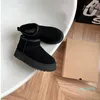 2022 Mini Platform Boot Designer Kvinna Vinter Ankel Australien Sn￶st￶vlar Tjock Bottom Real Leather Warm Fluffy Booties With Fur Uggity