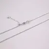 Kedjor Pure 18K White Gold Necklace Bredd 1mm snidade pärlor Länkkedjan Justerbar 3,5 g / 24 tum för män kvinnor gåva