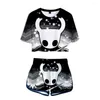 Herren T-Shirts Hollow Knight 3D Mädchen Tau Nabel Zweiteiliges Set Frauen Sexy Kurzarm Crop T-Shirts Shorts Trainingsanzug