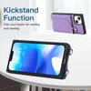 İPhone 14 Pro Maks Kılıfları Şok geçirmez Crossbody Strap PU Deri Kart Yuvaları Tutucu Cüzdan Kapağı İPhone14 Parmak Yüzük Kickstand Telefon Funda