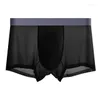 Underpants Men See Through Sleep Bottoms Boy Sissy Boxer Briefs Soft Shorts Underwear Mesh Bulge Bikini U Convex Pouch Panties