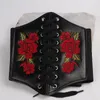 Belts Girl's Versatile Skirt Elastic Waist Seal Fashion Flower Embroidery DecorationelasticThree-row Pin Buckledesign Women Belt