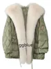 Winter Duck Down Jacket Bat Sleeve Women Oversized Coat Fluffy Faux Fur Warm