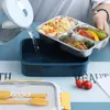 Set di stoviglie TUUTH Contenitore per il pranzo in acciaio inossidabile per microonde Contenitore per bambini Bento portatile per ufficio scolastico per bambini