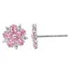 Stud Earrings 925 Silver Women Jewelry Sakura Flower With Piercing Pink Cubic Zirconia CZ Cute Ear Decoration E130PC